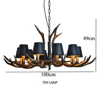 Rustic Antler Black Shade Ceiling Chandelier - Image 11
