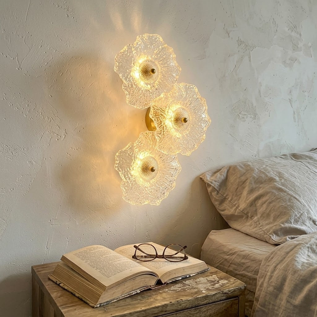 Fiorella Textured Glass Flower Wall Sconce Lamp - Image 3