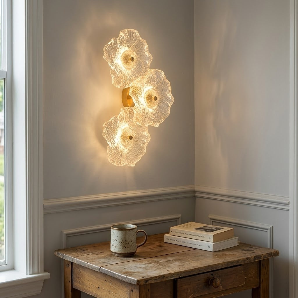 Fiorella Textured Glass Flower Wall Sconce Lamp - Image 2