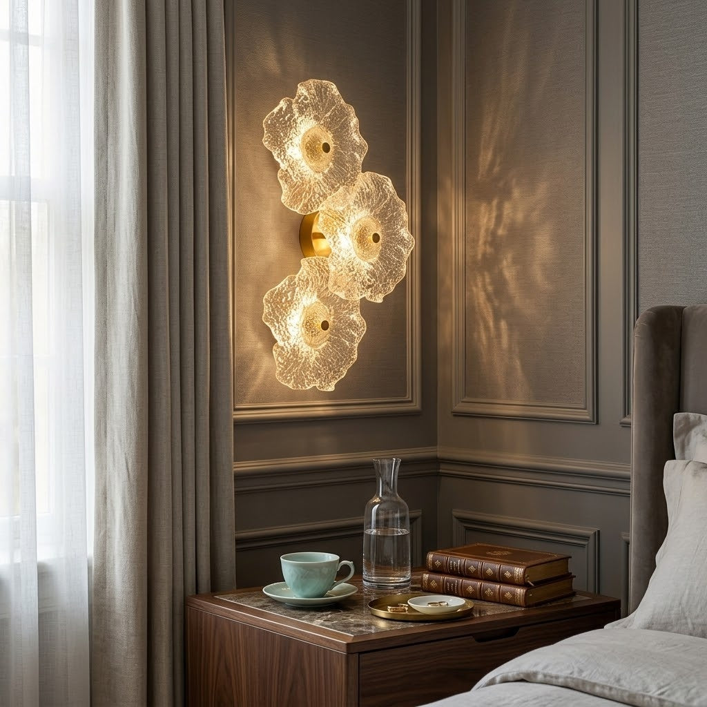 Fiorella Textured Glass Flower Wall Sconce Lamp - Image 5