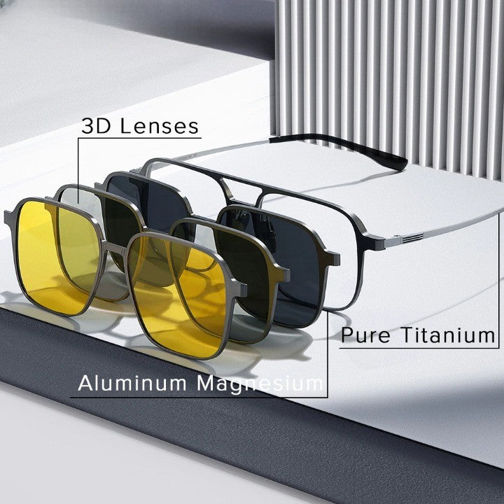 Pure Titanium Magnetic Clip-On Glasses