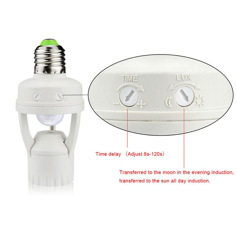 360 Rotating Motion Sensor Socket Switch Led Bulb Base