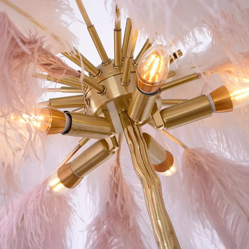 Nordic Glow Luxury Ostrich Feather Chic Floor Lamp - Image 2
