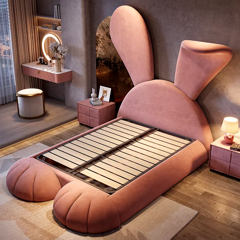 Fancy Pink Rabbit Modern Bed