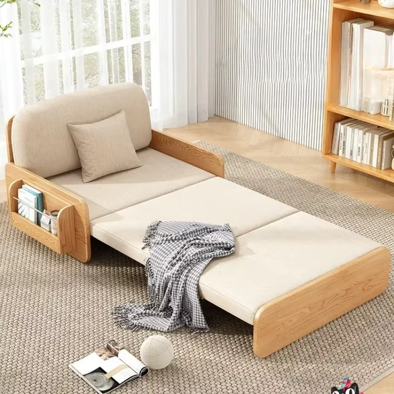 Minimalist Foldable Wooden Japanese Lazy Sofa Bed