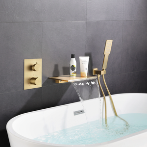 Wall-Embedded Waterfall Spout Bathtub Faucet - Image 0
