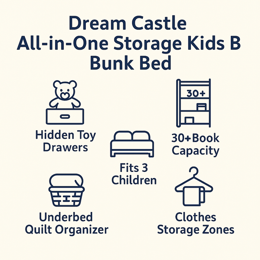 Dream Castle All-in-One Storage Kids Bunk Bed - Image 5