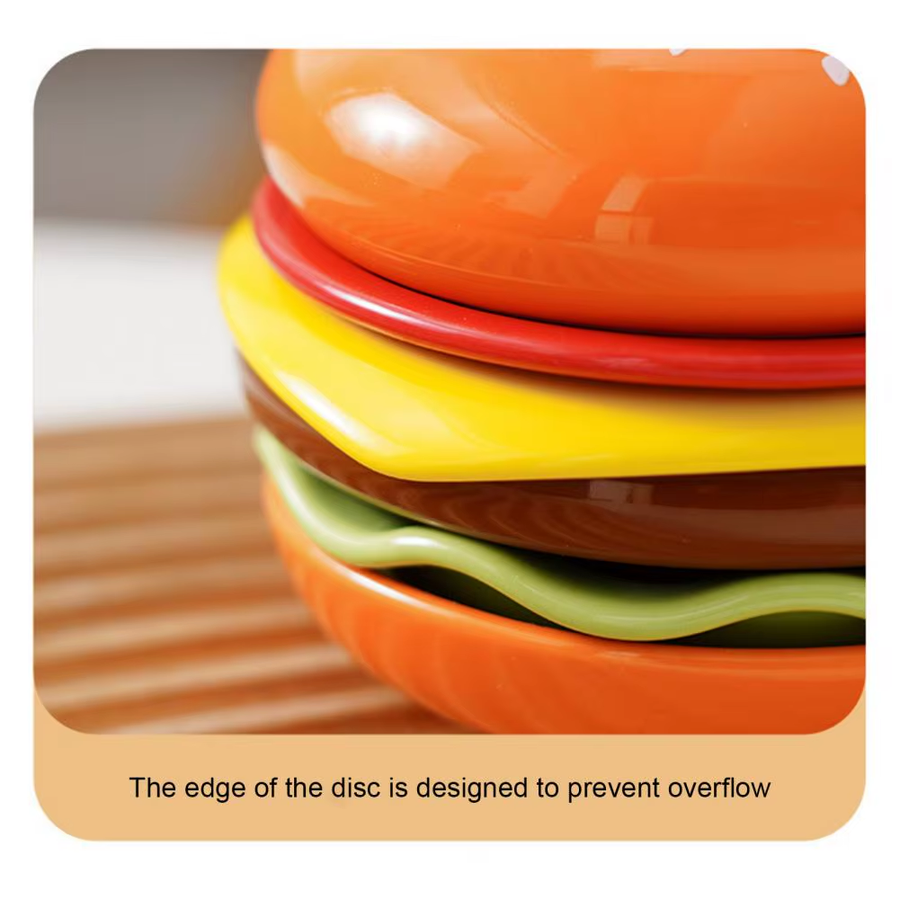Mini Stacked Hamburger Ceramic Plate Set - Image 5