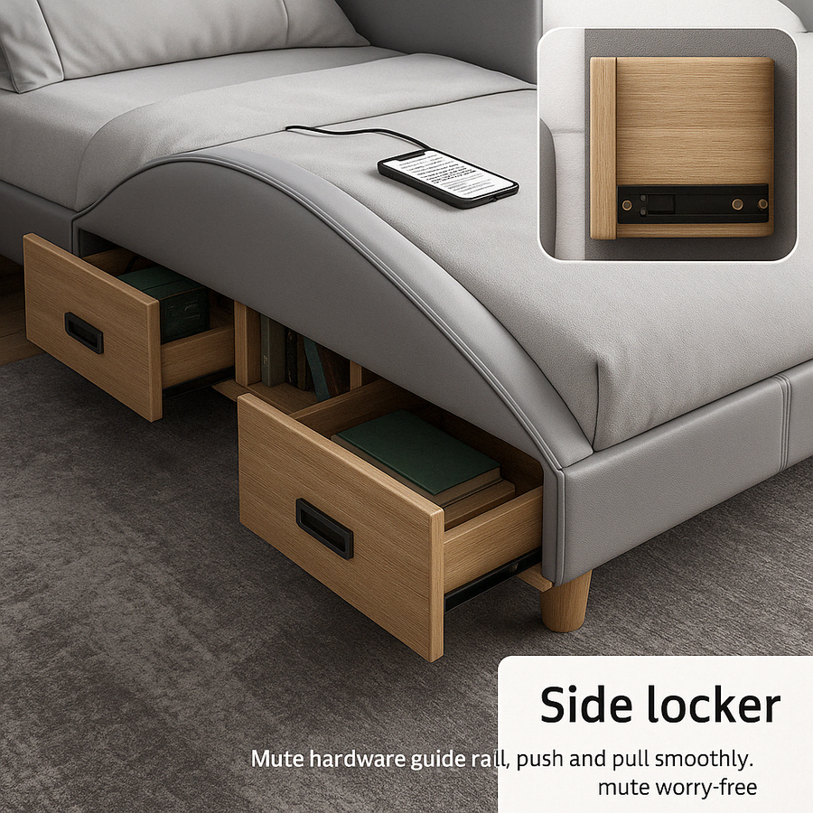 Massage System Smart Hidden Storage Leather Elegant Bed - Image 3