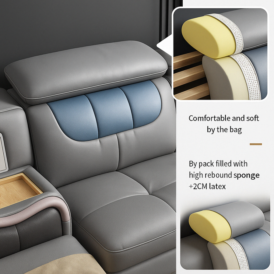 Massage System Smart Hidden Storage Leather Elegant Bed - Image 5