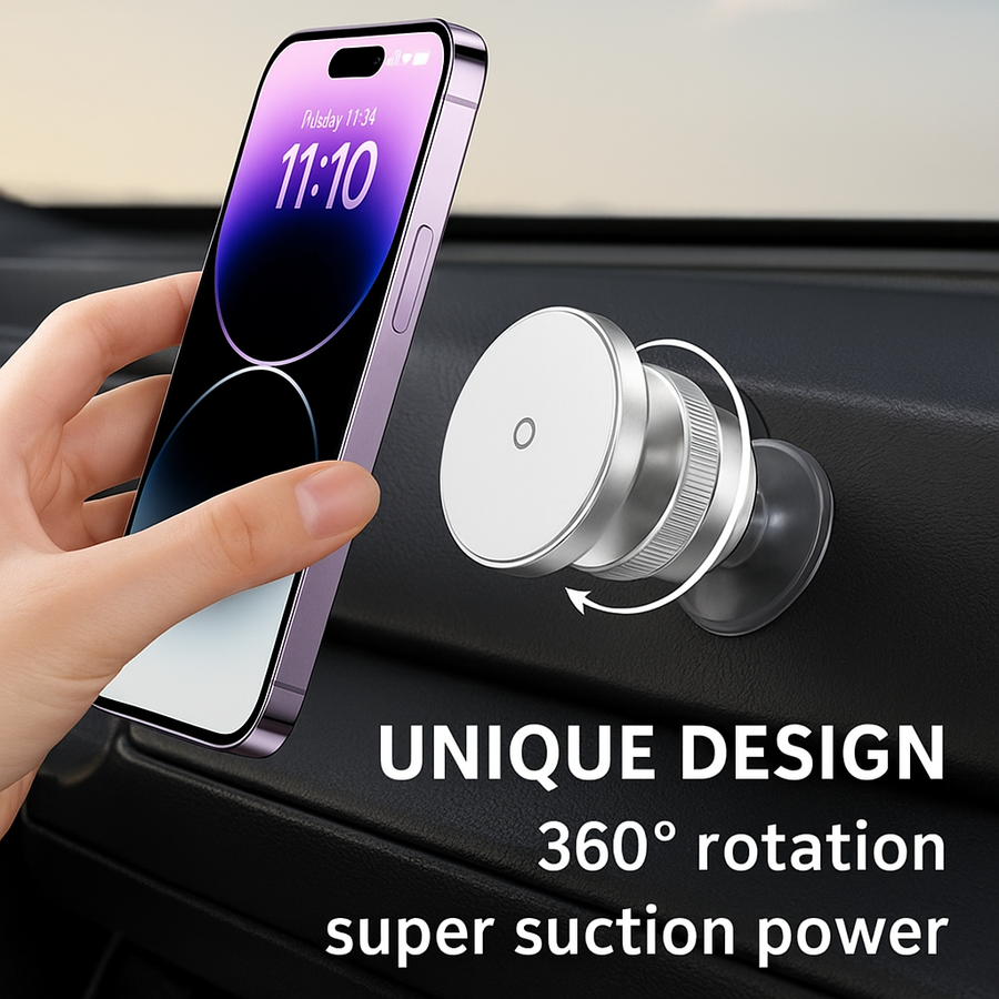Rotating Magnetic Super Strong Vacuum Car Phone Holder - Image 1