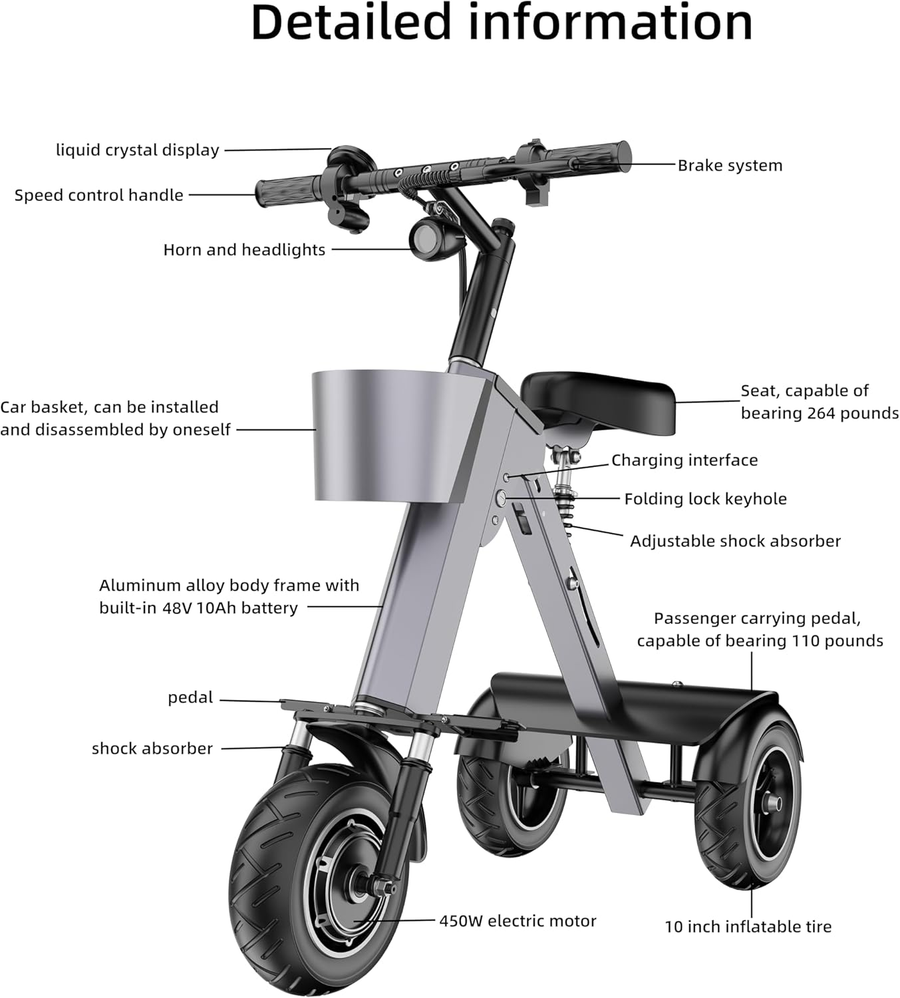 3-Wheel Balanced Foldable Electric Scooter - Image 2