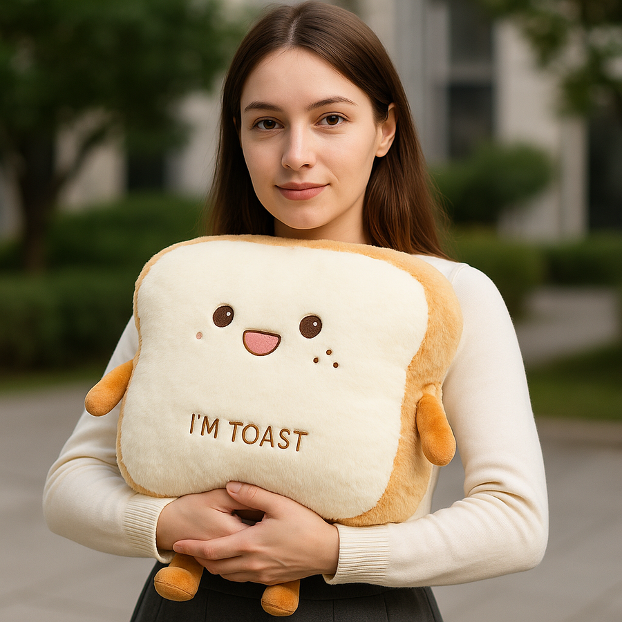 Plush Toast Bread Ultra Soft Hand Warmer Pillow - Image 1