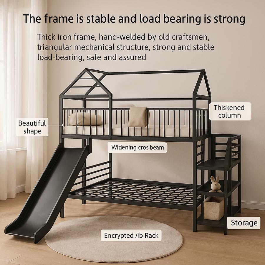 Loft-Style House Roof Frame Playhouse Bunk Bed - Image 2