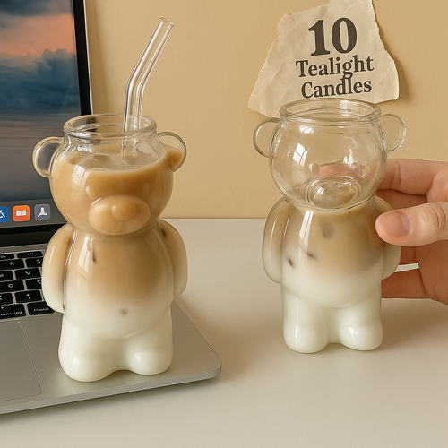 Happy Bear Glass Coffee Mug - Image 0