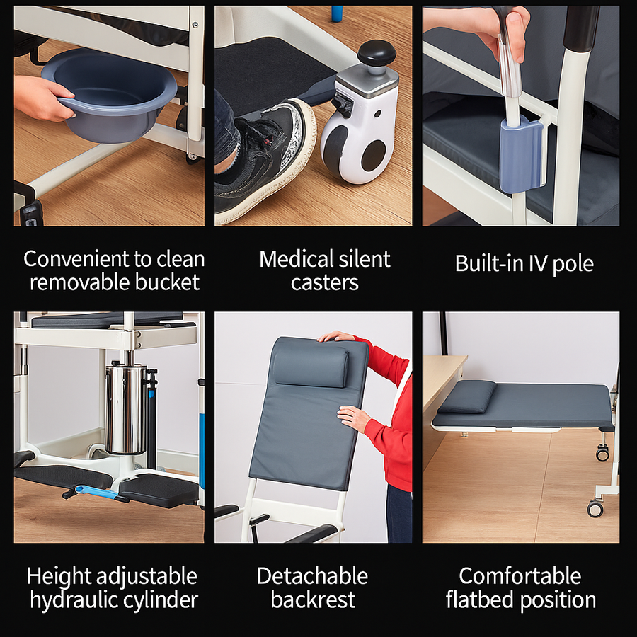 Height Adjustable Armrest Patient Transfer Mobility Chair - Image 5