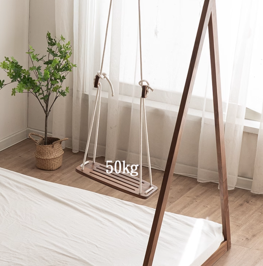 Indoor Playground Wooden Swing Kids Floor Bed - Image 2