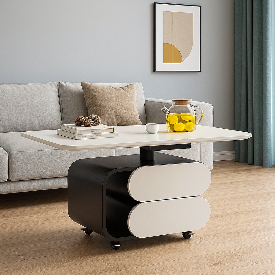 Modern Nordic Height Adjustable Hidden Drawers Coffee Table - Image 5