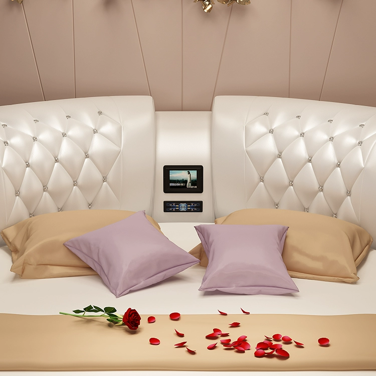 Techy Smart Large Round Leather Bed - Image 4