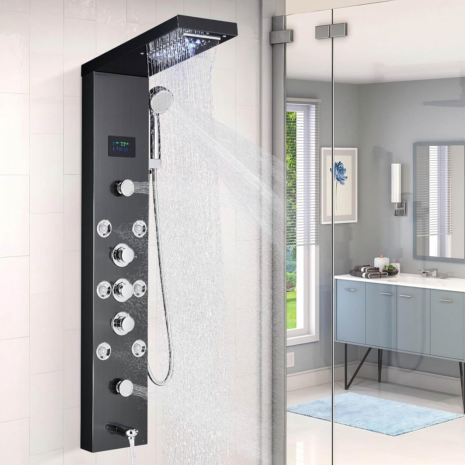 Rainfall Nordic Bathroom Digital Panel Waterfall Shower Set - Image 0