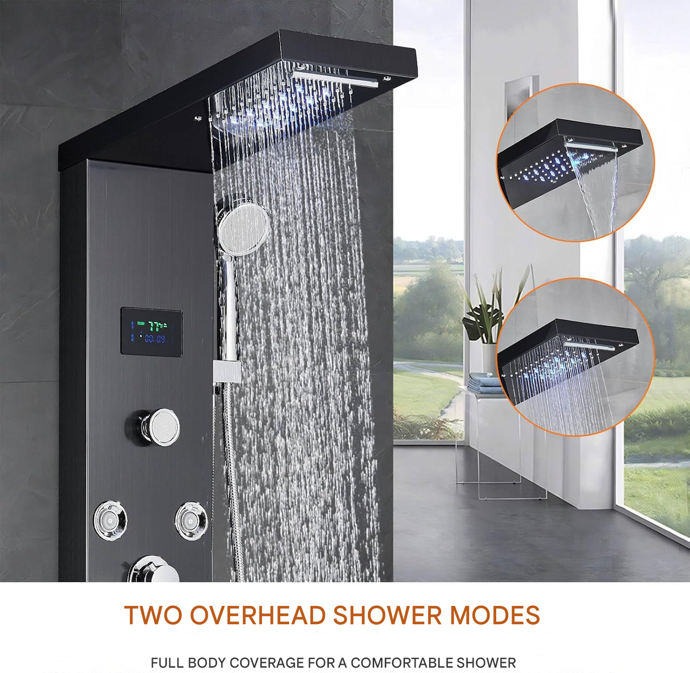 Rainfall Nordic Bathroom Digital Panel Waterfall Shower Set - Image 1