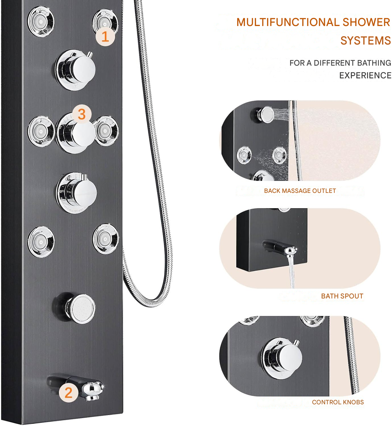 Rainfall Nordic Bathroom Digital Panel Waterfall Shower Set - Image 2