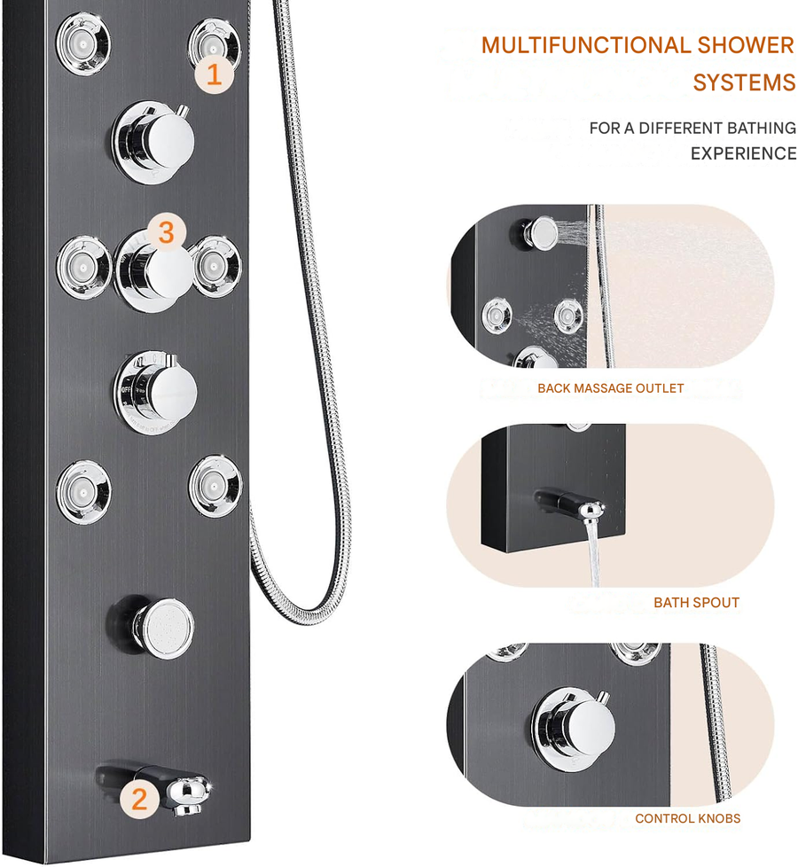 Rainfall Nordic Bathroom Digital Panel Waterfall Shower Set - Image 2