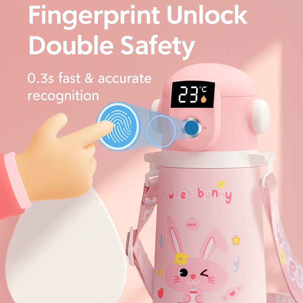 Fingerprint Lock Smart Temperature Display Kids Water Bottle - Image 3