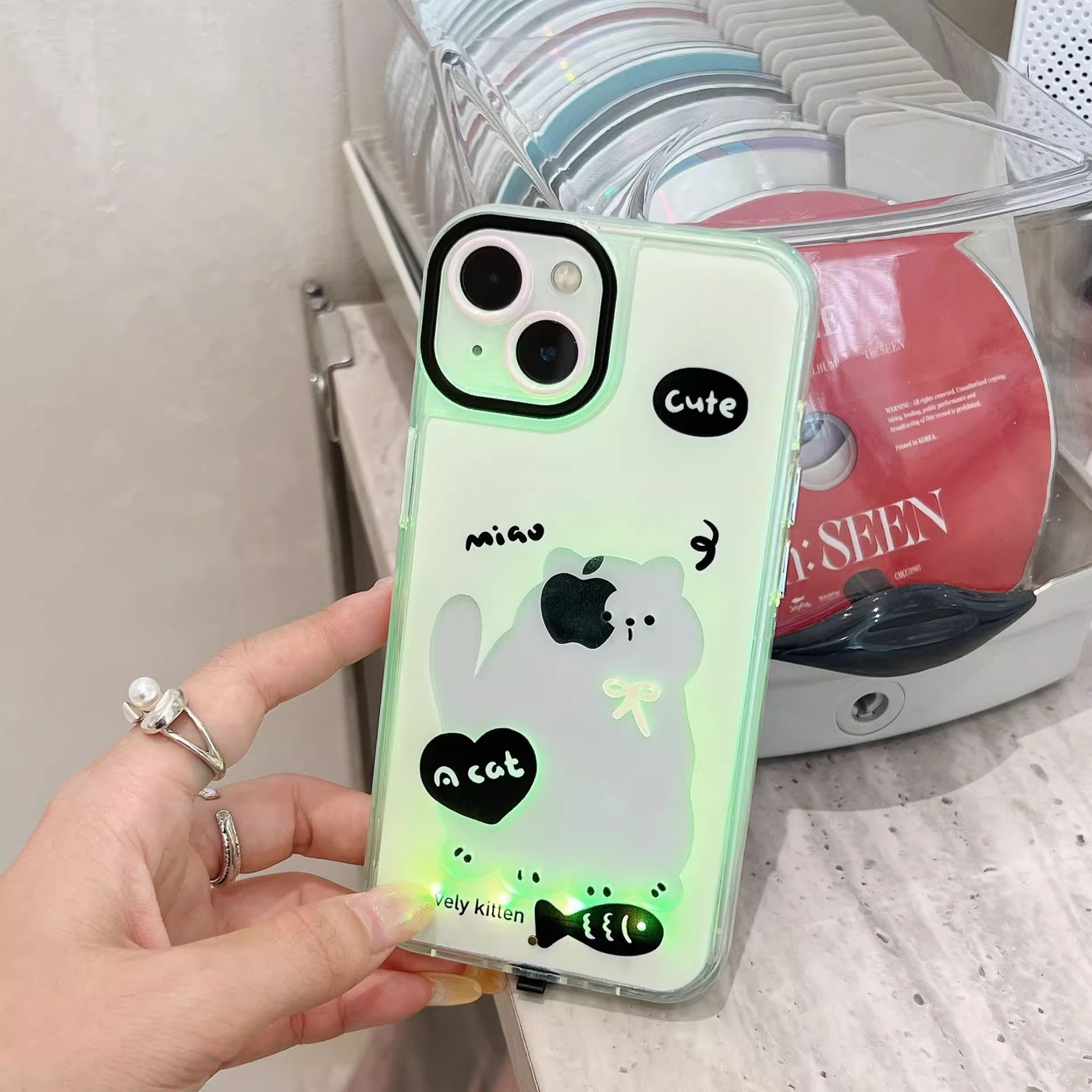 Neon Paws Cat Lover Luminous Phone Case - Image 1