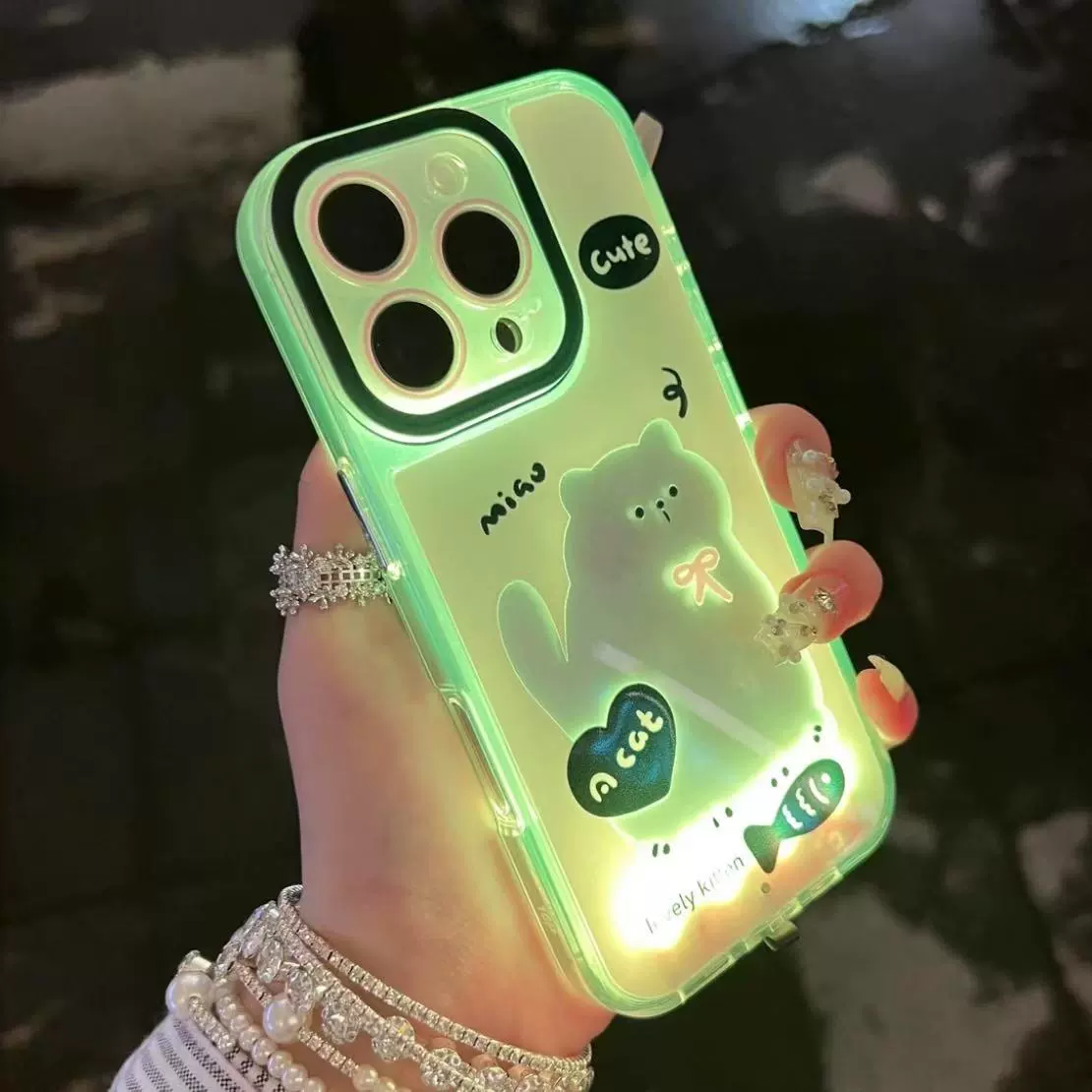 Neon Paws Cat Lover Luminous Phone Case - Image 0