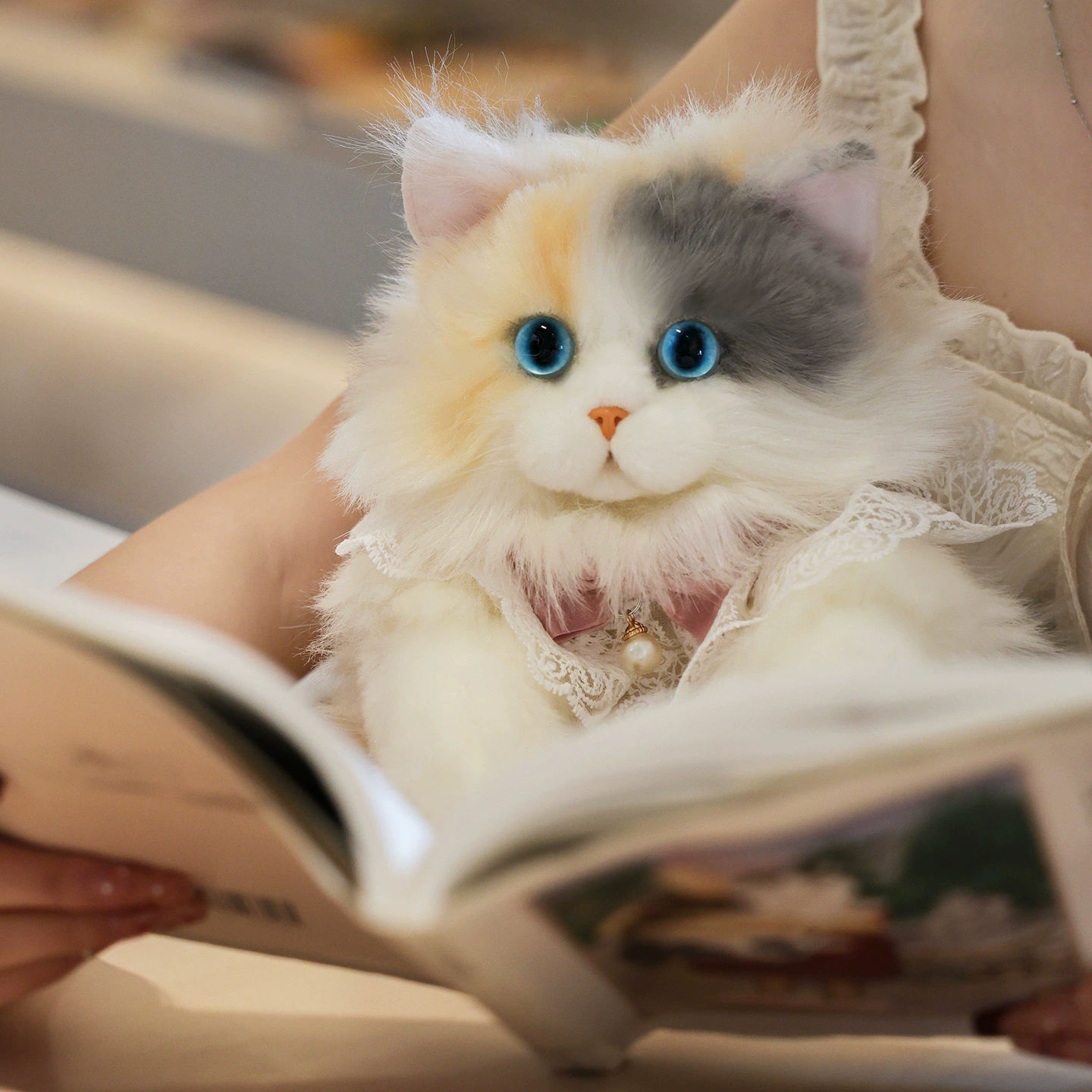 Realistic Cute Plush Cat Backpack - Image 4