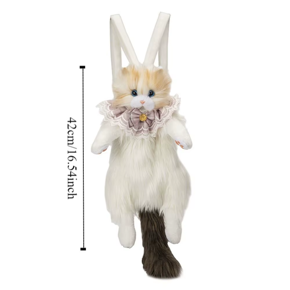 Realistic Cute Plush Cat Backpack - Image 5