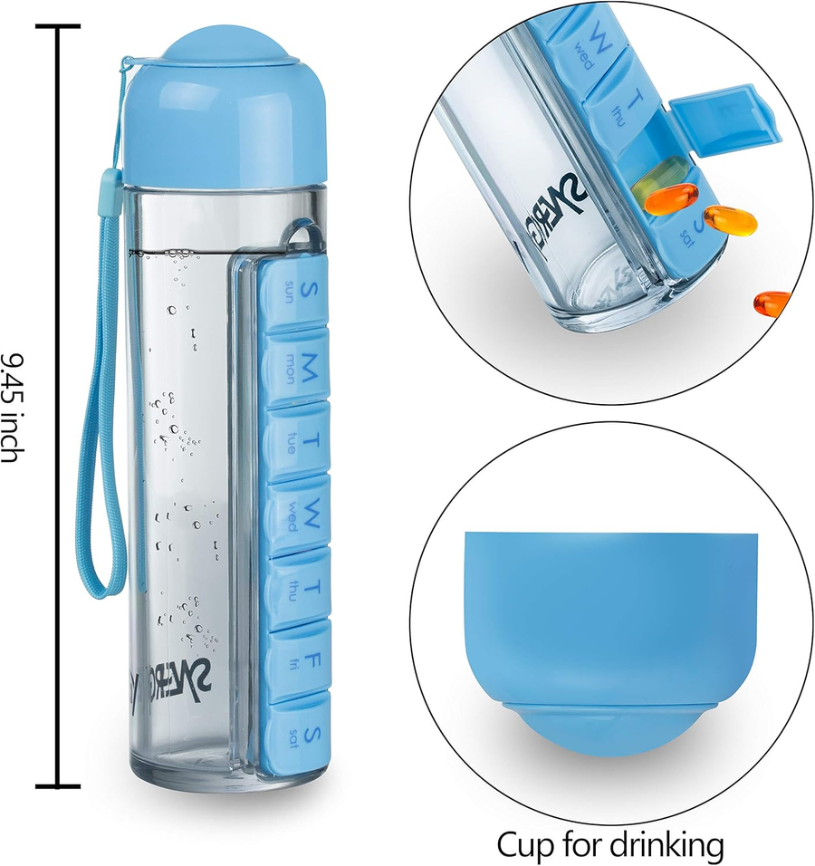 Weekly Pill Organizer Travel Water Bottle - Image 2