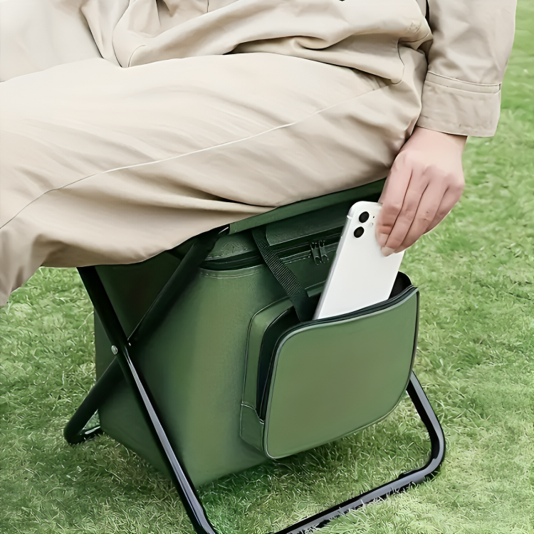 Built-in Cooling Bag Portable Folding Outdoor Stool - Image 1