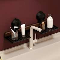 Over Sink Suction Cup Walnut Bathroom Rack - Image 0