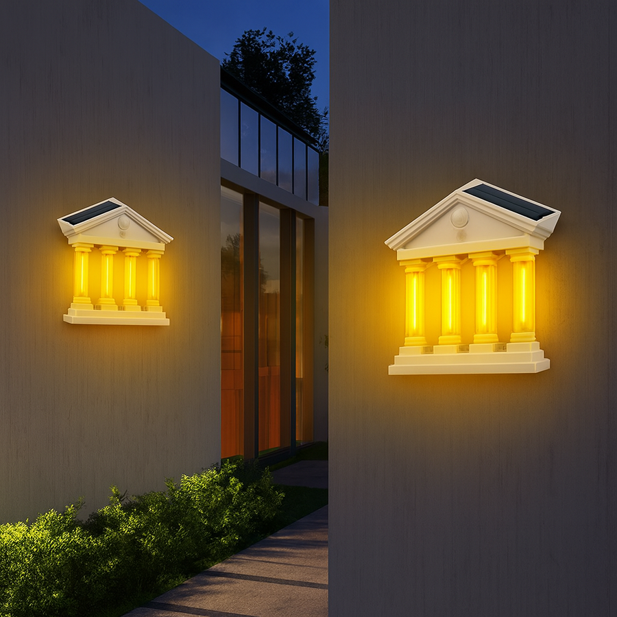 Ancient Architecture Solar-Powered Waterproof Outdoor Lamp - Image 0