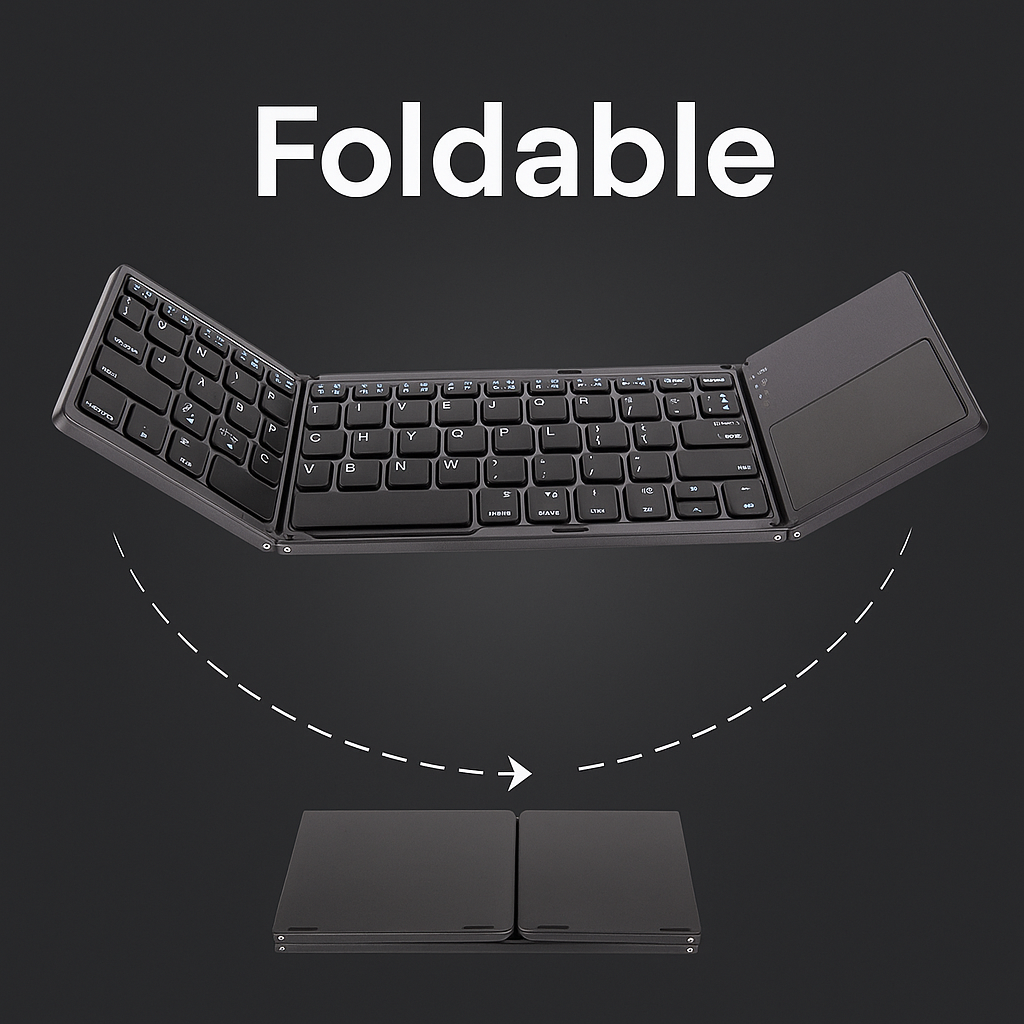 Universal Mini Foldable Wireless Keyboard with Touchpad - Image 2