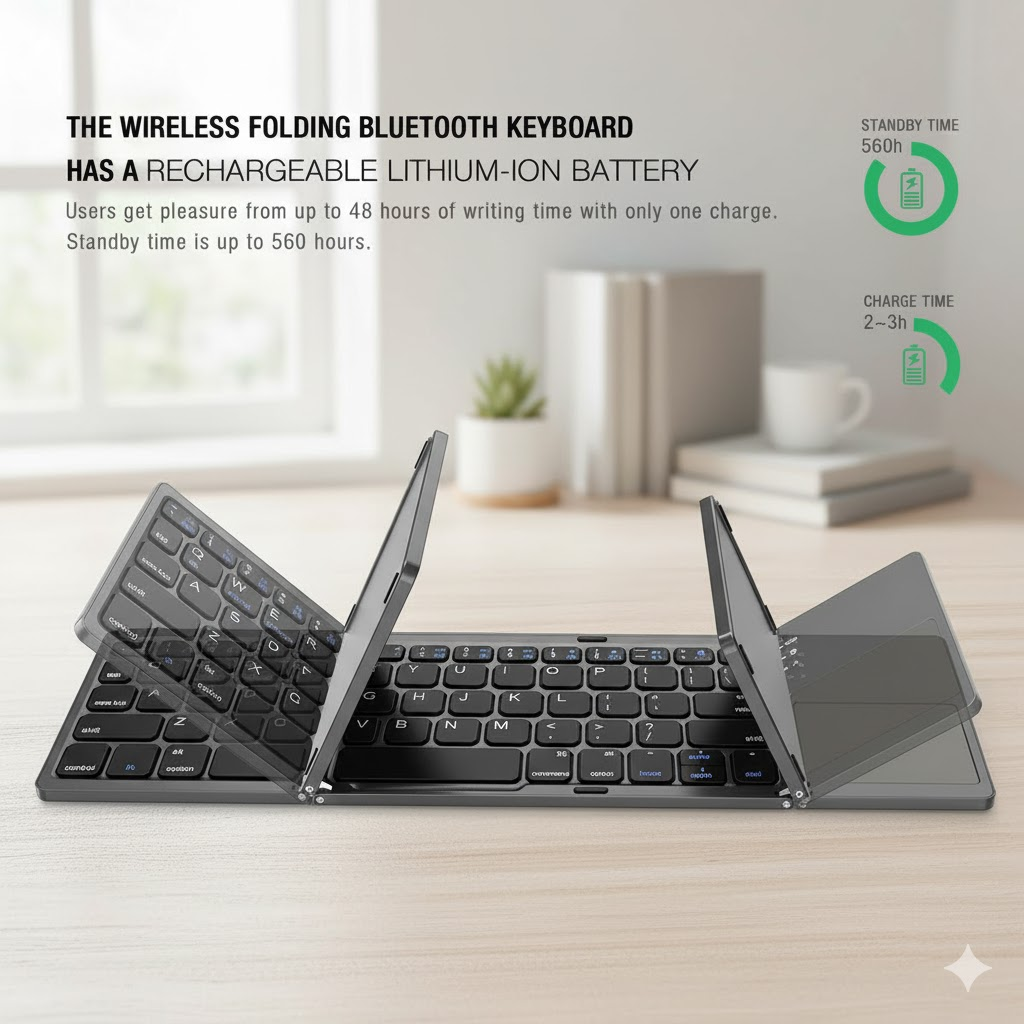 Universal Mini Foldable Wireless Keyboard with Touchpad - Image 5