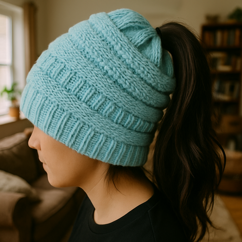 Women Baggy Warm Crochet Winter Wool Knit Ski Beanie - Image 5