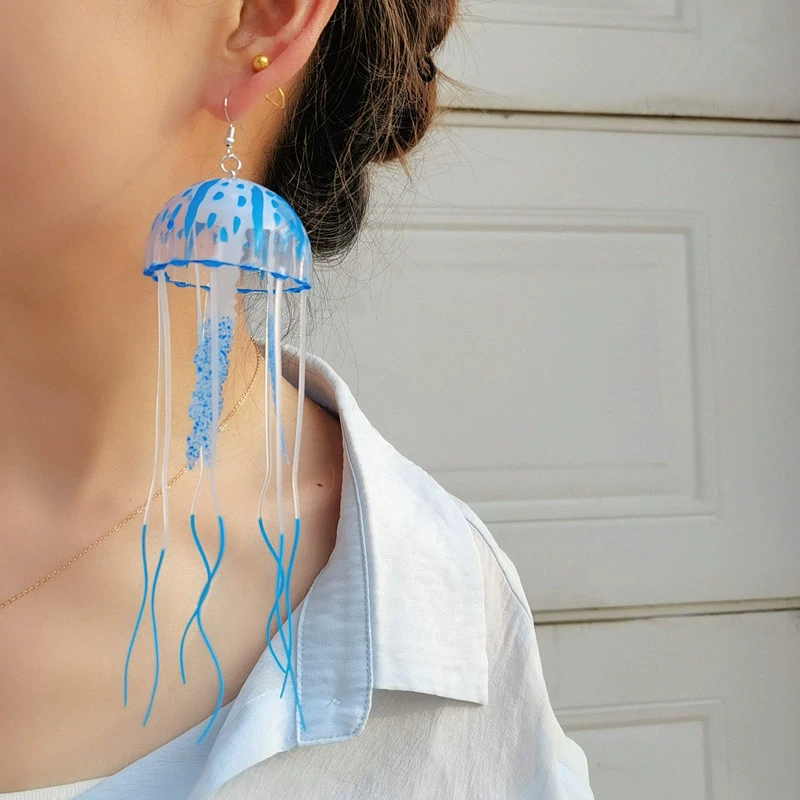 Dancing Jellyfish Long Tassel Earrings - Image 3