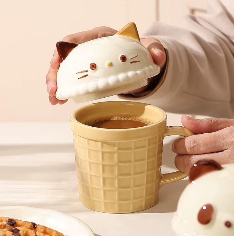 Cartoon Ice Cream Animal Ceramic Mug - Image 1
