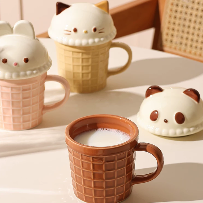 Cartoon Ice Cream Animal Ceramic Mug - Image 3