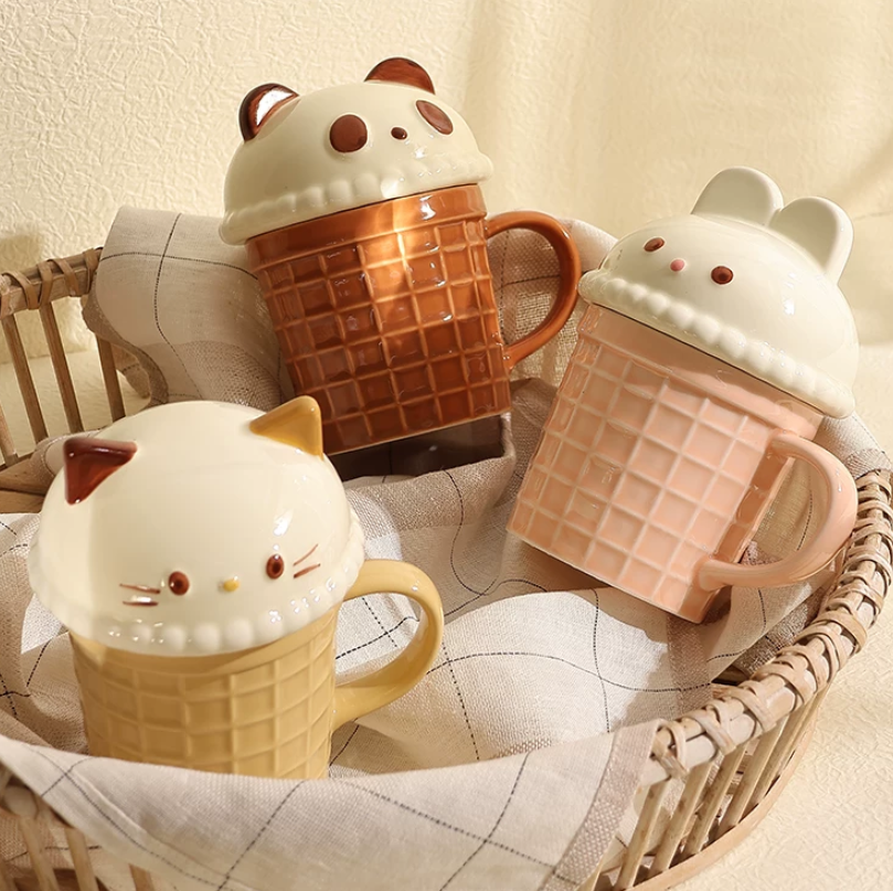 Cartoon Ice Cream Animal Ceramic Mug - Image 2