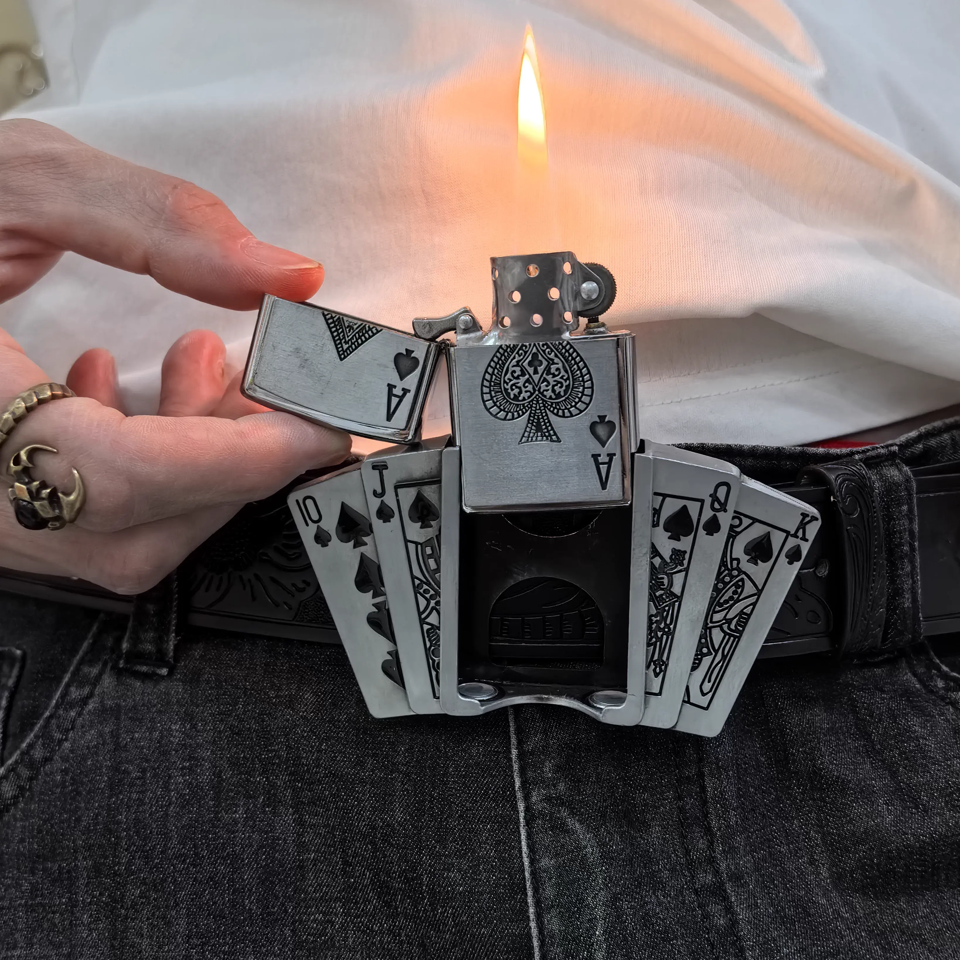 Kerosene Lighter Metal Buckle Belt - Image 0