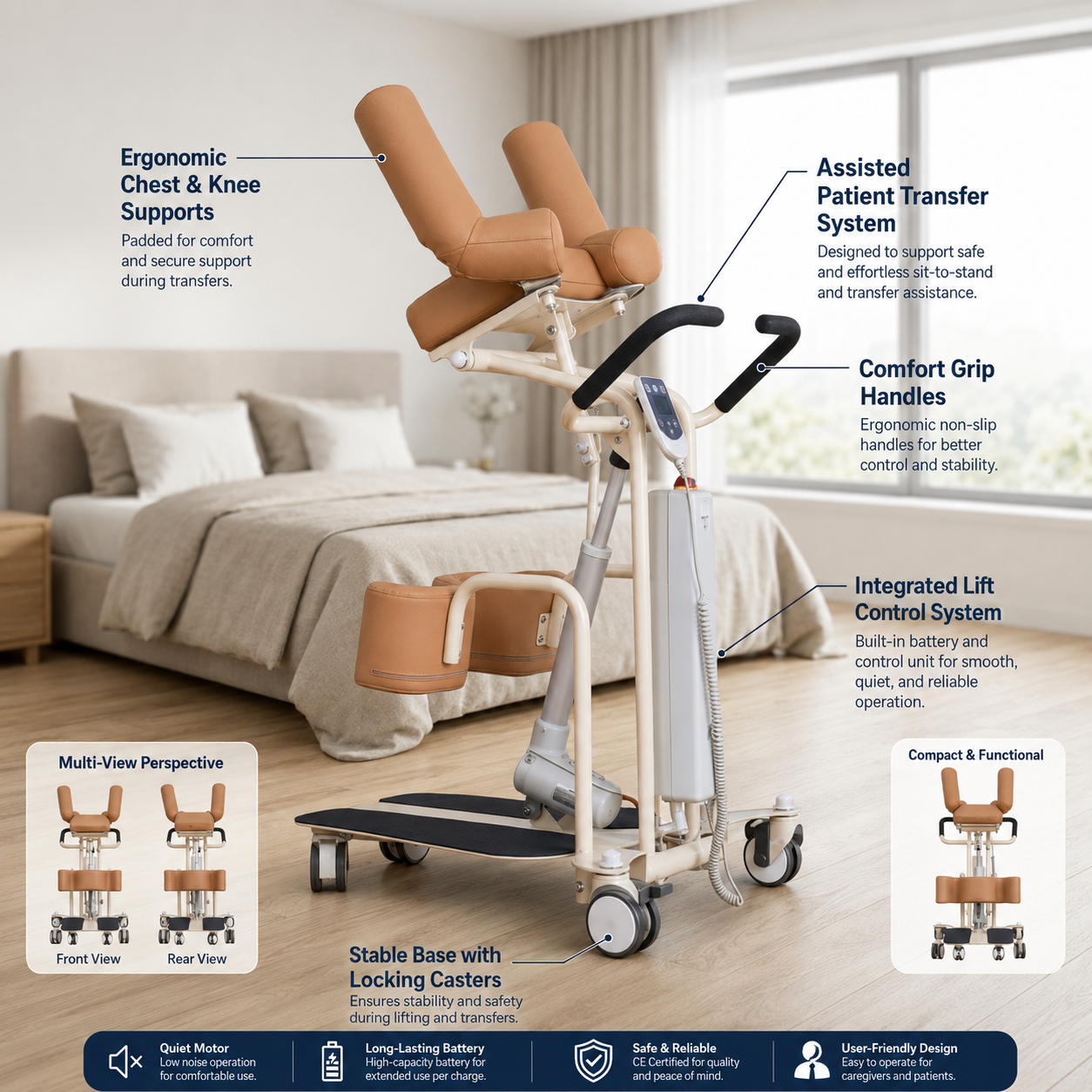 Easy Lift Patient Elderly Mobility Transfer Chair - Image 4