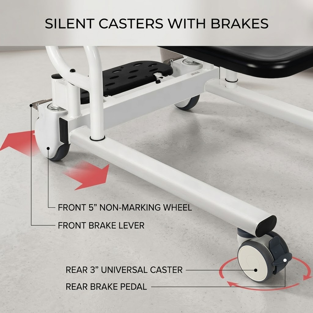 Caregiver Electric Patient Transfer Commode Chair - Image 4