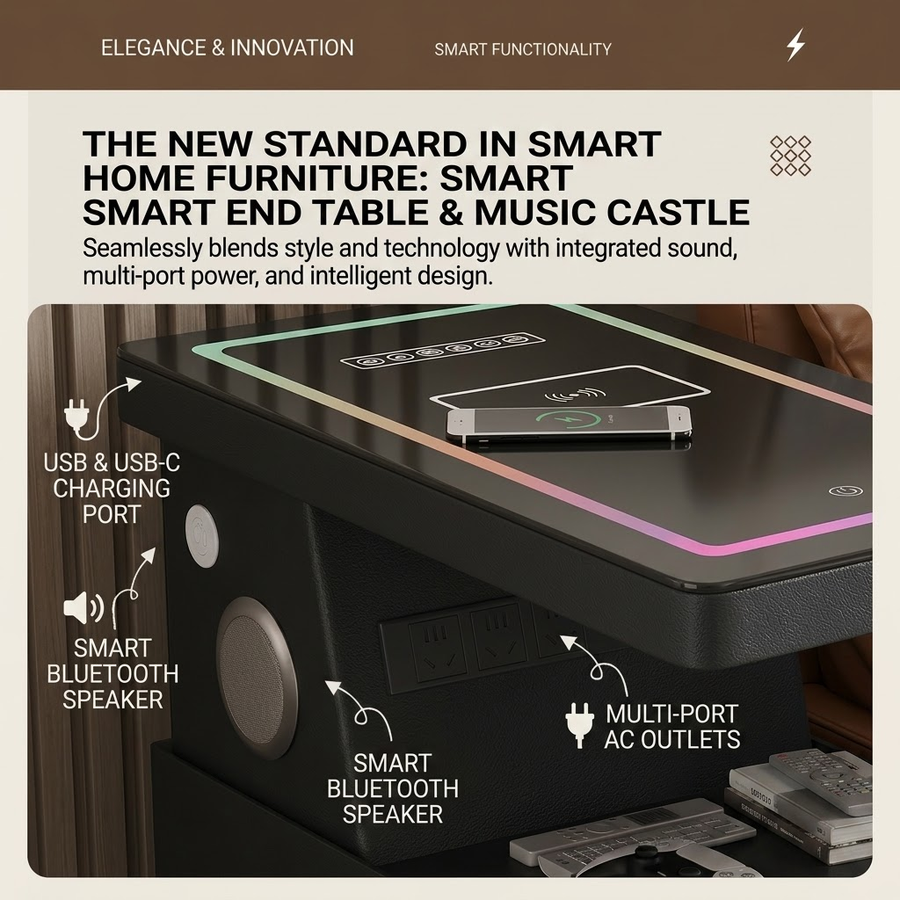 Drop Zone Smart Rolling Charging Storage Side Table