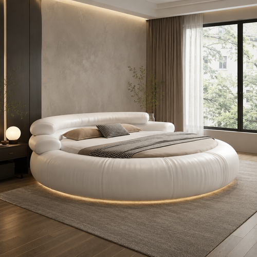Italian Style Minimalist Circle Leather Dream Master Bed