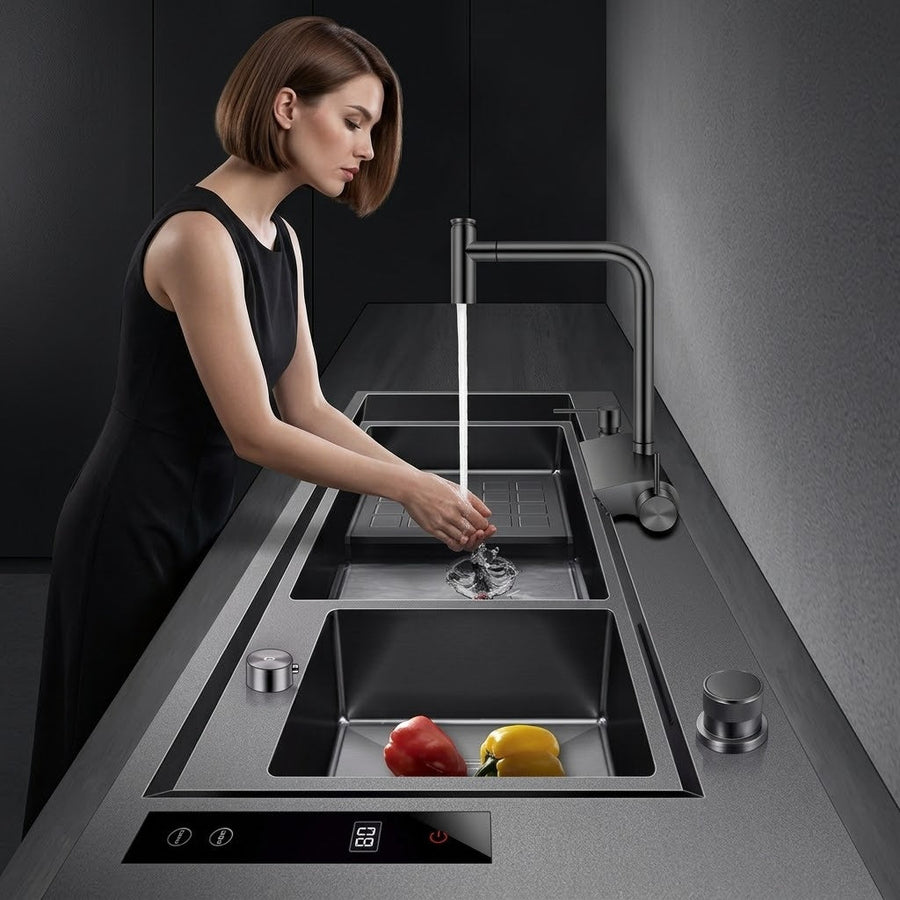 Smart Multi-Zone Gunmetal Kitchen Workstation Sink - Image 1
