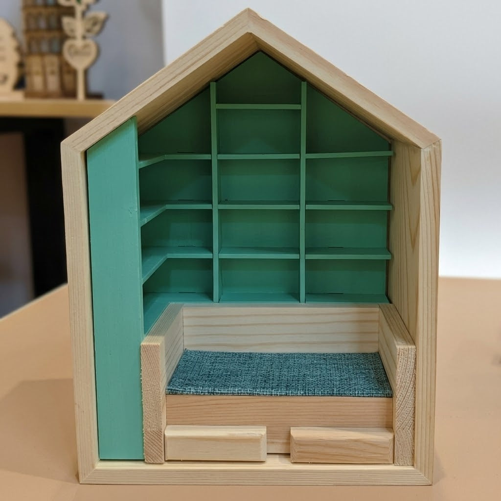 Wooden Library House Reading Nook Miniature - Image 6